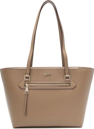 DKNY Blauwe Leren Tote Tas met Logo - Dames - Shoppers - Beige - ONE Size - Leer - Tassen