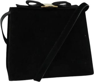 Ferragamo Pre-owned Cross Body Bags, female, Black, Size: ONE SIZE Pre-owned Suede Cross Body Bag