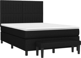 vidaXL Cama Box Spring Con Colch&oacute;n Tela Negro 140x190 Cm Vidaxl