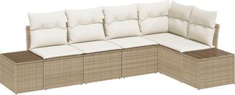 vidaXL Conjunto De Sof&aacute; De Jard&iacute;n 5 Pcs Beige Polirat&aacute;n Vidaxl