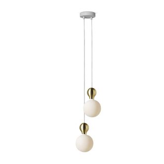 Daylight Italia L&aacute;mpara de techo con 2 pantallas blancas y doradas