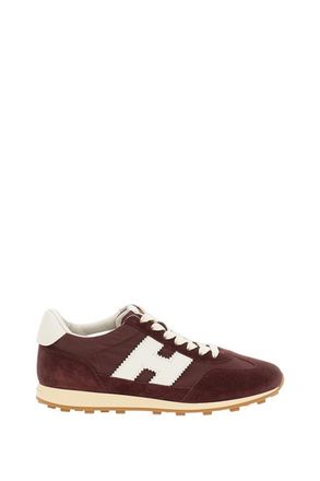 Hogan Red H727 Suede Fabric Sneakers