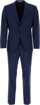 HUGO BOSS Blauw Stretch Wol Pak - Heren - Business pakken - Blauw - 3XL - Wol - Kostuums