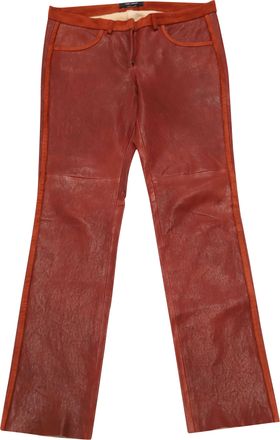 Isabel Marant Slim Fit Pants in Red Lambskin Leather