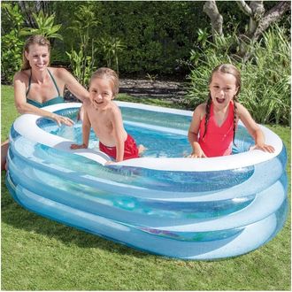 Trade Shop Trade Shop - Piscina Baby Ovale 3 Anelli Trasparente 163 X 107 X 46 Cm Pesci Sul Fondo 57482