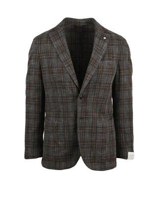L.B.M. 1911 Brown Wool Cotton Polyamide Rounded Blazer