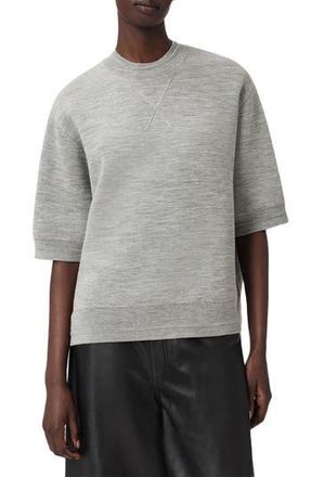 AllSaints Nika Elbow Sleeve Wool Sweatshirt in Grey Marl at Nordstrom Rack, Size Medium