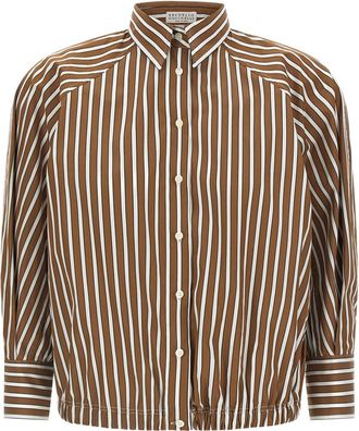 Brunello Cucinelli Brown Comfort Stripes Shirt