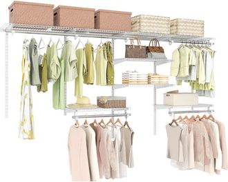 Costway Wire Closet Organizer System Wall-mounted Custom Closet Kit-White