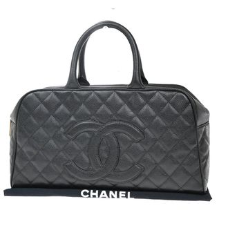 Chanel Timeless Cc Bowler Bag Quilted Leather Black Leather Handbag (Pre-Owned)