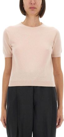 Maison Margiela Light Pink Solid Crew Neck Sweater