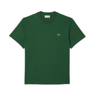 Lacoste Tops, Heren, Groen, M, Katoen, Klassiek katoenen T-shirt met normale pasvorm