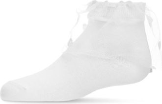 MeMoi Flocked Dot Tulle Anklet in White at Nordstrom, Size 6-12M