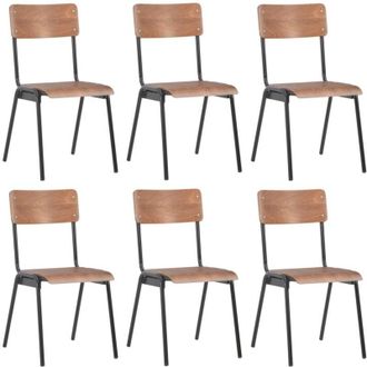 vidaXL Sillas De Comedor 6 Unidades Madera Contrachapada Marr&oacute;n Vidaxl
