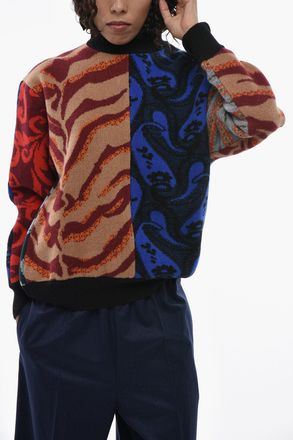 Stella McCartney Maglia Girocollo in Lana Vergine Effetto Patchwork Stella McCartney