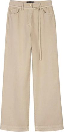 Luisa Cerano Wijd uitgesneden jeans met smal trekkoord - Dames - Loose Fit Jeans - Beige - S - Katoen - Jeans