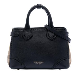 Burberry Pre-owned Burberry Small Grainy Calfskin Brogues and House Check Banner Bag CFPLIW1302