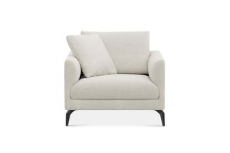 Castlery Lena Armchair Customized, (Performance Linen Weave) Sand (Matte Black Legs), Spill Resistant, Removable Covers for Castlery