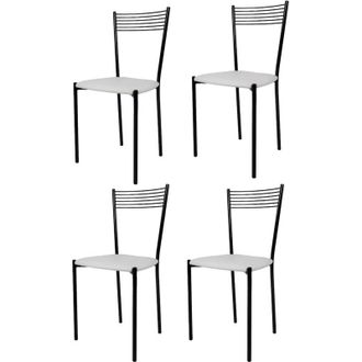 Tommychairs Tommychairs 4 Sillas Elegance Acero Negro Asiento Polipiel Blanca