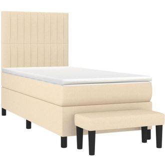 vidaXL Vidaxl - Cama Box Spring Con Colch&oacute;n Tela Color Crema 90x200 Cm