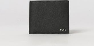 HUGO BOSS Saffiano Leather Horizontal Wallet with 8 Card Slots and Logo