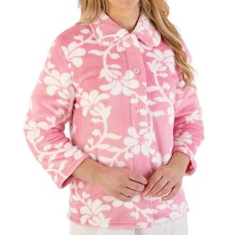 Slenderella Perfect 3/4 Sleeve Buttoned Bedjacket (12/14, pink)