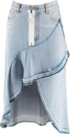 Off-white Asymmetric Ruffle Denim Midi Skirt Size S