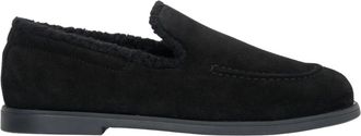 Estro & Luminara Schoenen, Dames, Zwart, 37 EU, Leer, Velours Loafers met Faux Fur Voering