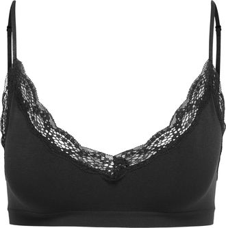 Only Bralette ONLY ONLVICKY LACE SCOOP NECK BRALETTE ACC, Damen, Gr. L/XL, N-Gr, schwarz, Jersey, Obermaterial: 90% Polyamid, 10% Elasthan, unifarben, k&ouml;rp