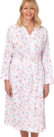 Marlon Womens Lynda Cotton Jersey Print Robe, Pink, 16-18