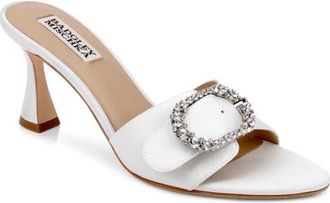 Badgley Mischka Odetta Sandal in White Crepe at Nordstrom, Size 9.5