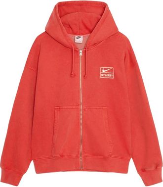 Nike x Stussy Pigment Dyed Fleece Zip Hoodie Habanero Red FJ9161-642