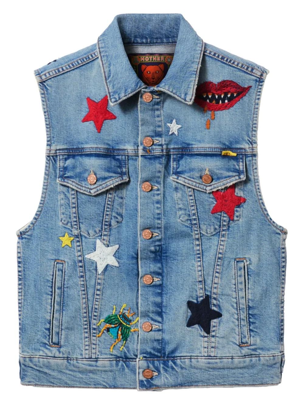 Gilet Col V Femme Sans Manche Gilet Femme Sans Manches En Jean - Col En V Et Boutons - Style Décontracté Veste En Jean