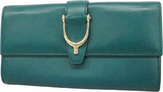 Gucci Blue Leather Long Wallet (Bi-Fold) (Pre-Owned)