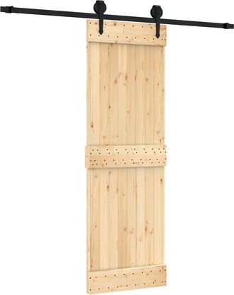 vidaXL Puerta Corredera Natural Y Negro 70 X 210 Cm Vidaxl