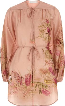 Zimmermann Antiqued Pink Satin Cascadiant Blouse