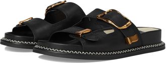 Dolce Vita Sevana Sandals Womens Black Leather Slip On Slide ZOGG3289