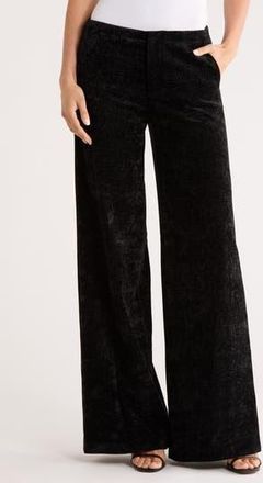 Alice & Olivia Conor Velvet Wide Leg Pants in Black at Nordstrom Rack, Size 10