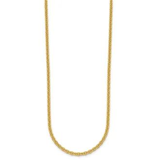 Diamond2Deal 14k Yellow Gold Polished 3.0mm Solid Round Cable Chain Necklace