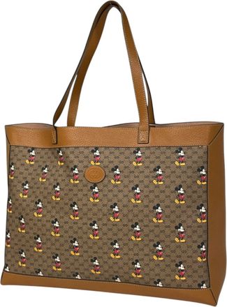 Gucci Brown Gg Supreme Leather Pouch Tote Bag (Pre-Owned)