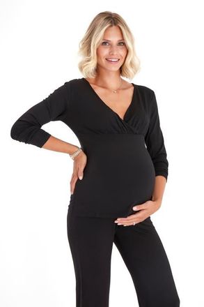 Accouch&eacute;e Sleep Tight Pajama Set for Pregnancy, Nursing and Ever After in Black at Nordstrom, Size Medium Eu