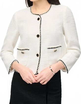 Joseph Ribkoff Boucl&eacute; Jacket With Contrast Trim In Winter White/black