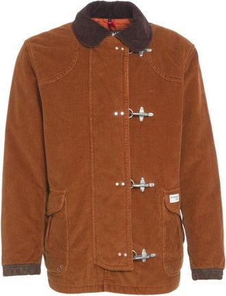 Fay Corduroy Jacket With Hook Closure And Flap Pockets