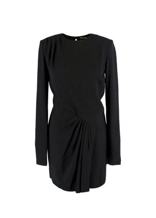 Saint Laurent Black Long Sleeve Mini Dress with Gathered Detail Size XXS