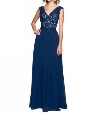 Nina Canacci Long Formal Evening Dress In Navy