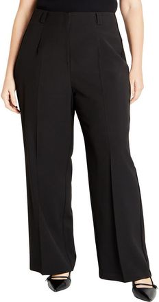 City Chic Soraya Pleat Wide Leg Pants in Black at Nordstrom