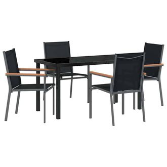 Berkfield Home 5 Piece Garden Dining Set Black Textilene & Steel