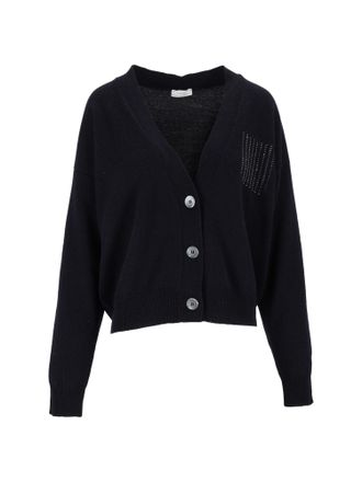 PESERICO Cropped V-Neck Knit Cardigan