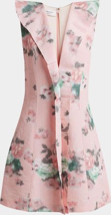 Philosophy di Lorenzo Serafini Blur Floral-Print Ruffle Sleeveless Mini Dress