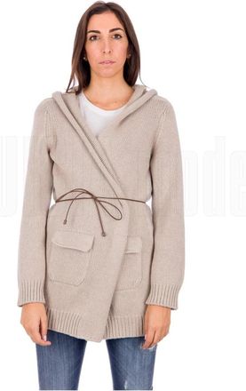 Fabiana Filippi Luxe Wol Zijde Kasjmier Vest - Dames - Jas met riem - Beige - XL - Wol - Jassen